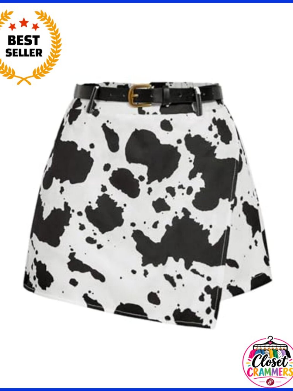 Floerns Women's Cow Print Mini Skort Wrap Western Skirt Shorts